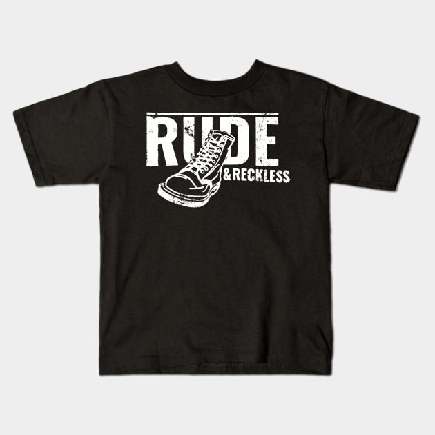 rude and reckless boots Kids T-Shirt by Jomi